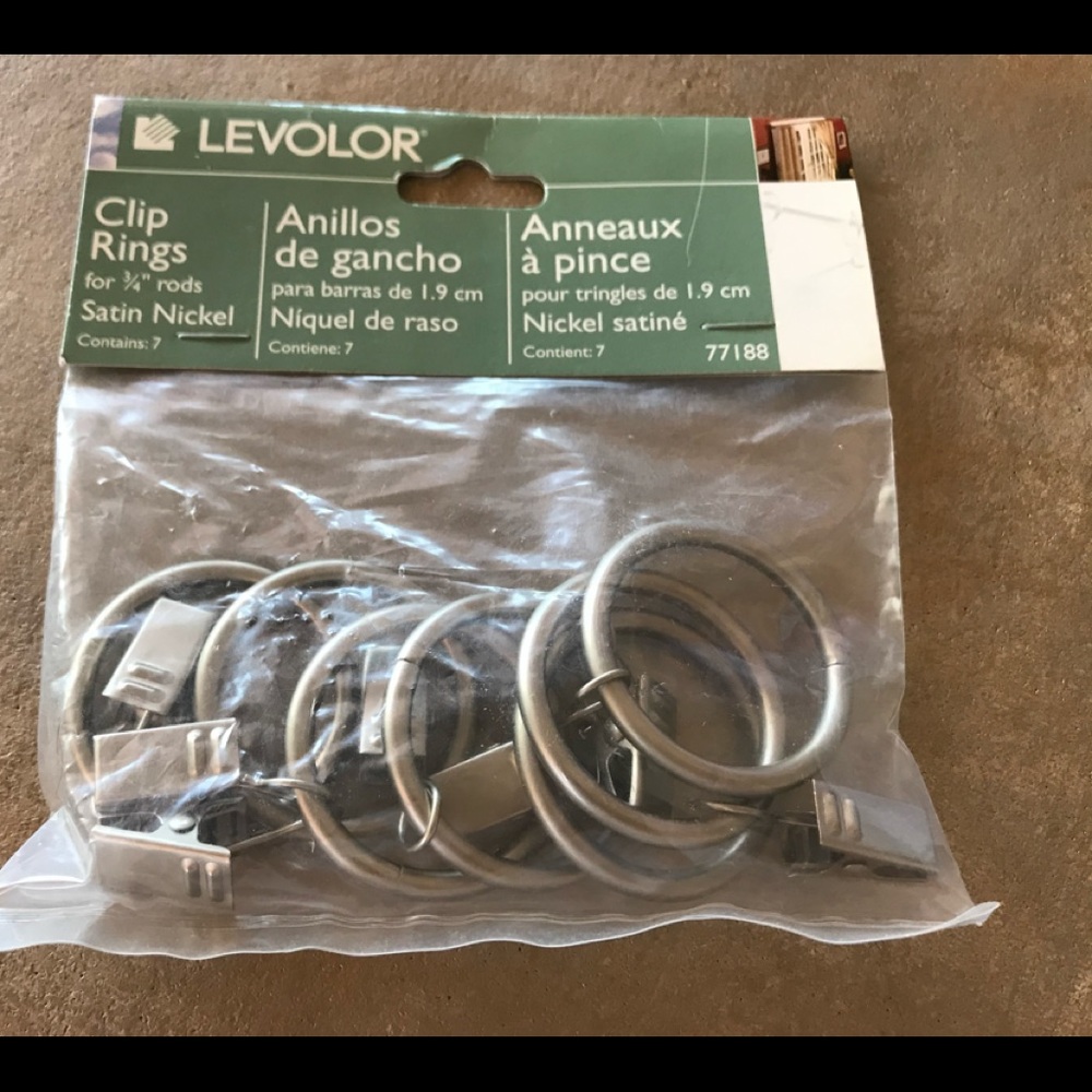 LEVELOR Satin Nickel Clip Rings for ¾” Rod  (6 pkgs)